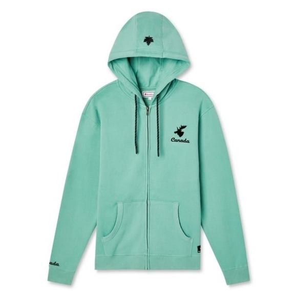 Canadiana Adult Gender Inclusive Full-Zip Sweatshirt Hoodie in Green, Size Small - Picture 1 of 2